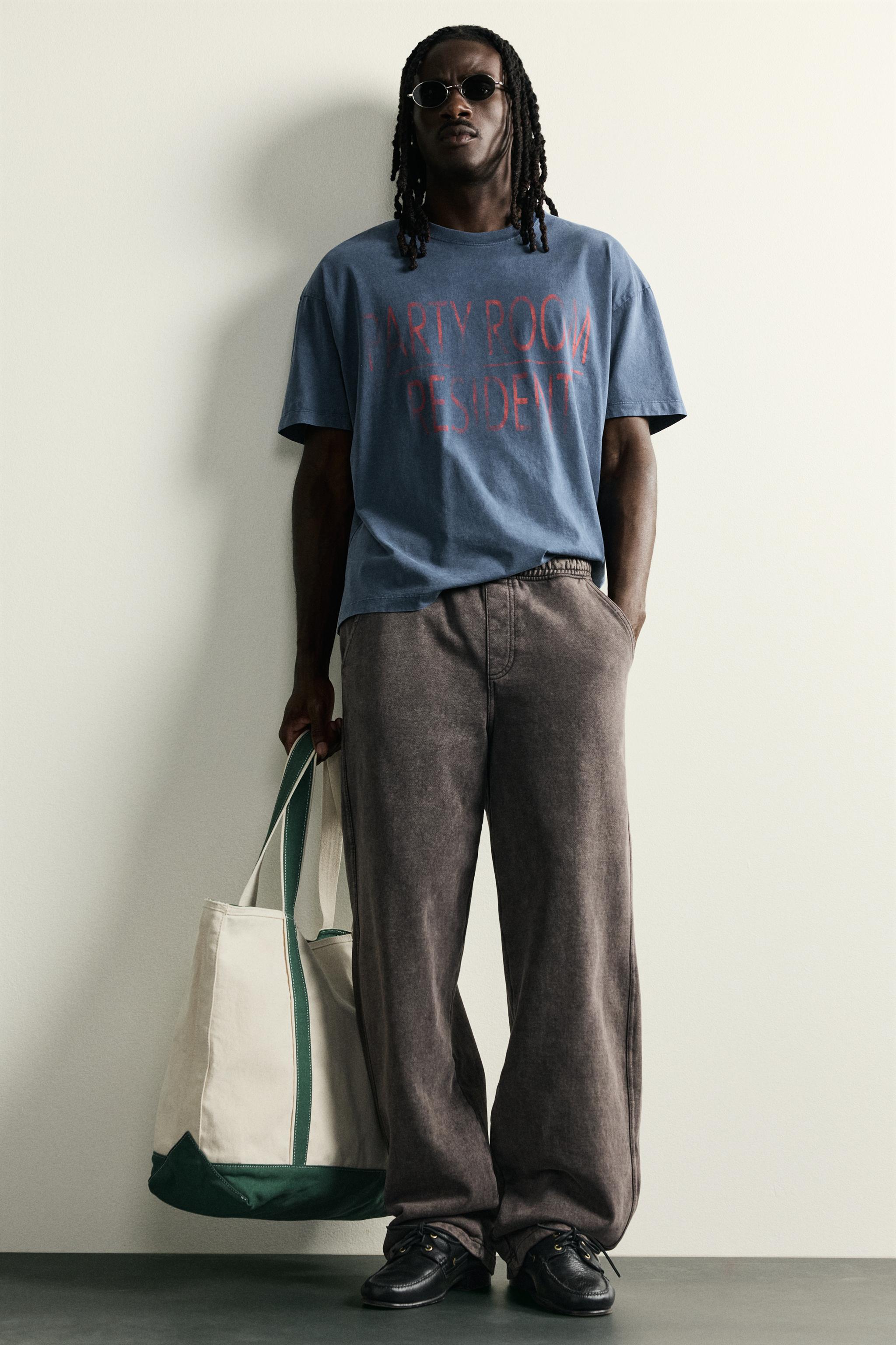WASHED EFFECT TEXT T-SHIRT